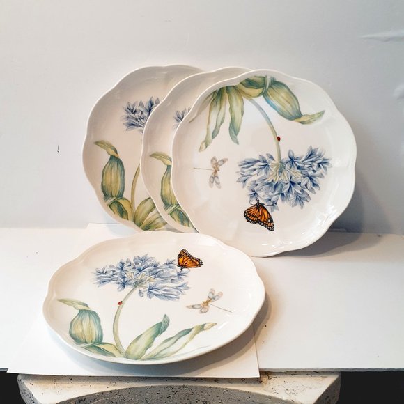 Lenox Butterfly Meadow Blue (4) Accent Luncheon Plate 9” Set of